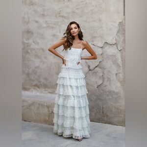 ALB blue lovette maxi lace dress